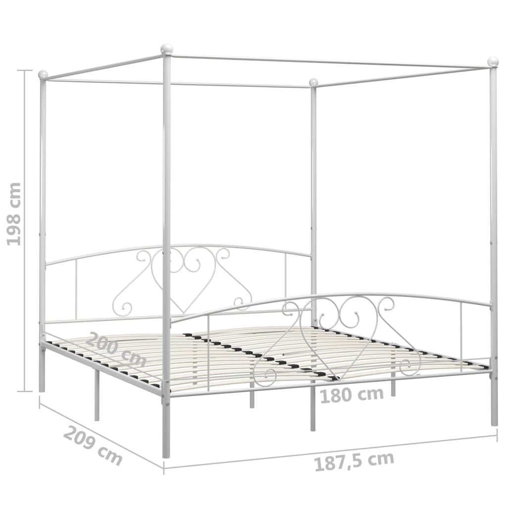 Canopy Bed Frame White Metal 6FT Super King- Beds & Bed Frames - HomeShopIreland - Home Shop Ireland - Beds & Bed Frames - Canopy Bed Frame White Metal 6FT Super King