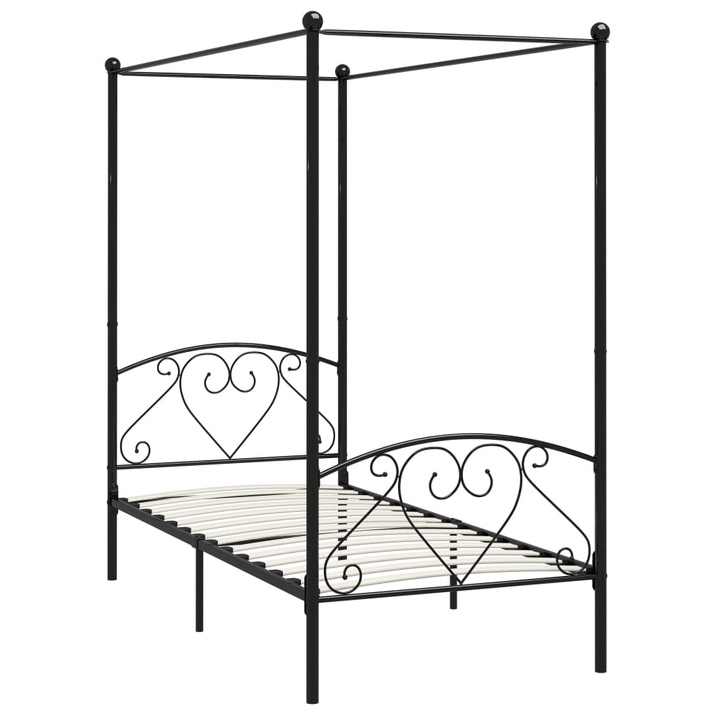 Canopy Bed Frame Black Metal 90x200 cm- Beds & Bed Frames - HomeShopIreland - Home Shop Ireland - Beds & Bed Frames - Canopy Bed Frame Black Metal 90x200 cm