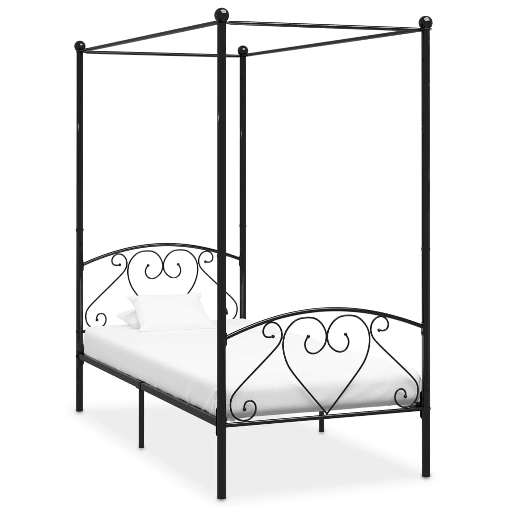Canopy Bed Frame Black Metal 120x200 cm- Beds & Bed Frames - HomeShopIreland - Home Shop Ireland - Beds & Bed Frames - Canopy Bed Frame Black Metal 120x200 cm