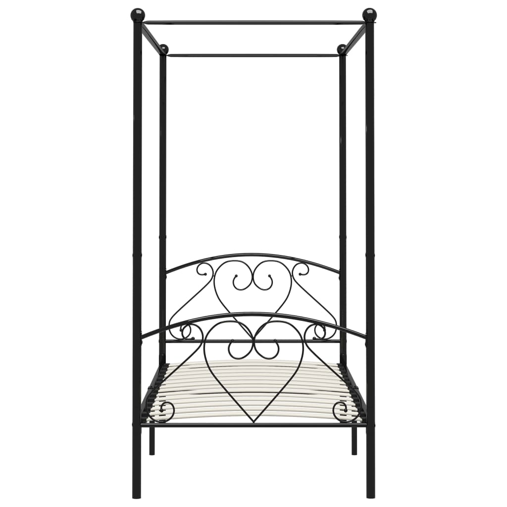 Canopy Bed Frame Black Metal 120x200 cm- Beds & Bed Frames - HomeShopIreland - Home Shop Ireland - Beds & Bed Frames - Canopy Bed Frame Black Metal 120x200 cm