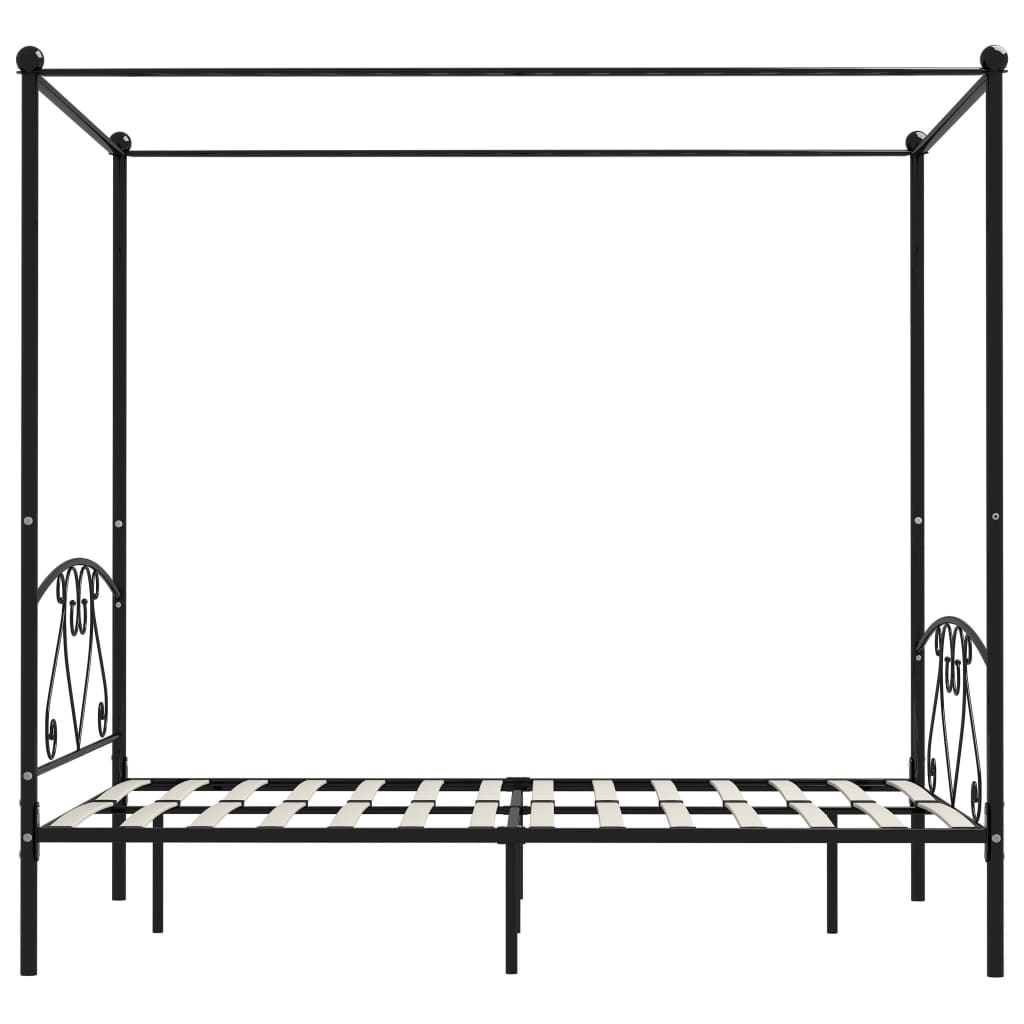 Canopy Bed Frame Black Metal 160x200 cm- Beds & Bed Frames - HomeShopIreland - Home Shop Ireland - Beds & Bed Frames - Canopy Bed Frame Black Metal 160x200 cm