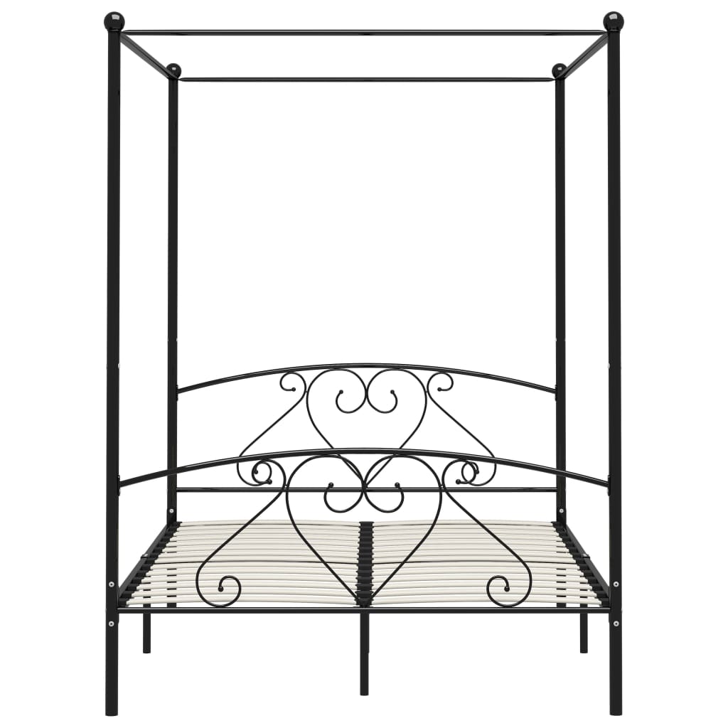 Canopy Bed Frame Black Metal 160x200 cm- Beds & Bed Frames - HomeShopIreland - Home Shop Ireland - Beds & Bed Frames - Canopy Bed Frame Black Metal 160x200 cm