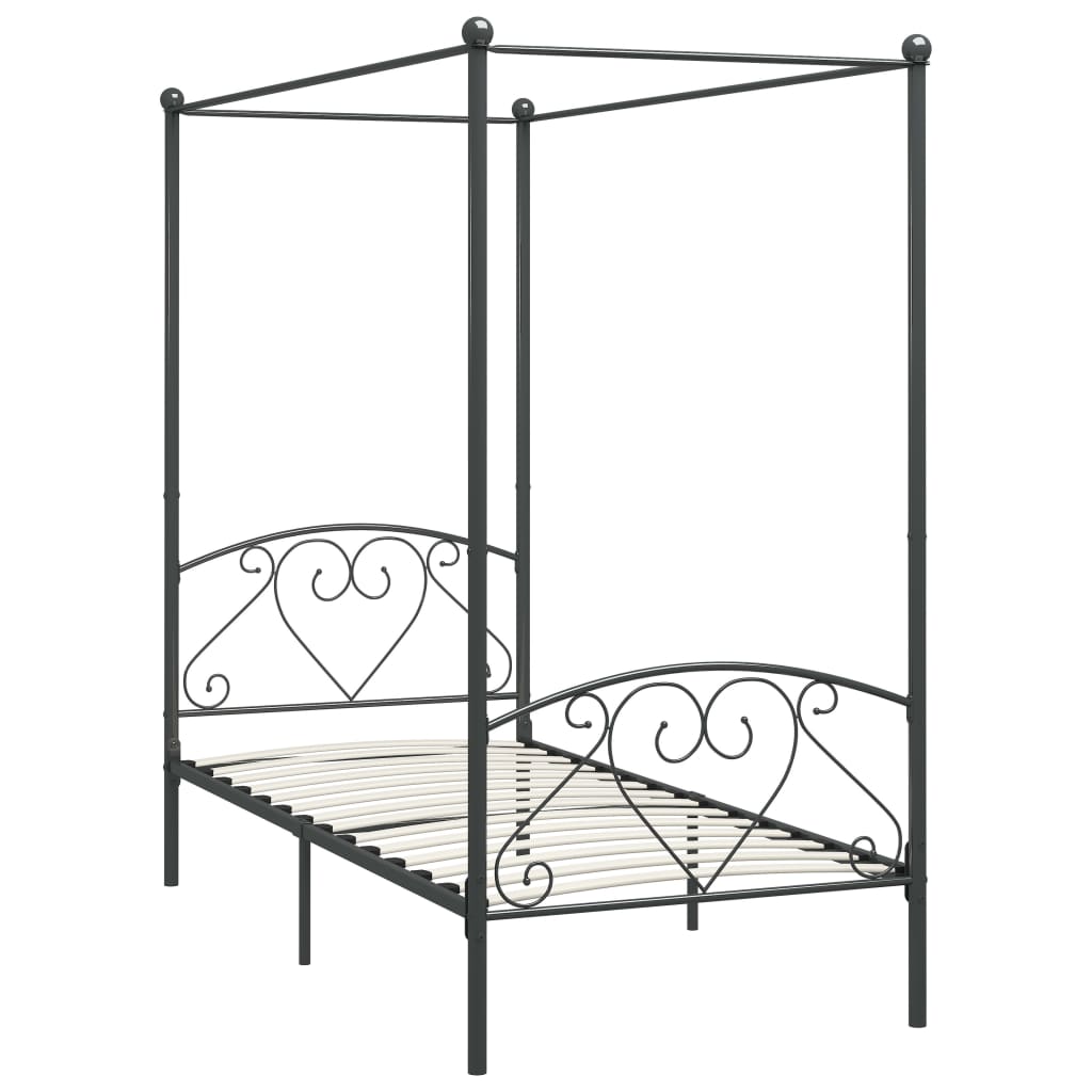 Canopy Bed Frame Grey Metal 90x200 cm- Beds & Bed Frames - HomeShopIreland - Home Shop Ireland - Beds & Bed Frames - Canopy Bed Frame Grey Metal 90x200 cm
