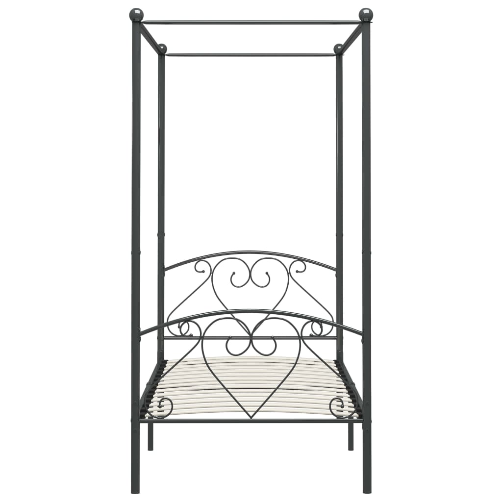 Canopy Bed Frame Grey Metal 90x200 cm- Beds & Bed Frames - HomeShopIreland - Home Shop Ireland - Beds & Bed Frames - Canopy Bed Frame Grey Metal 90x200 cm