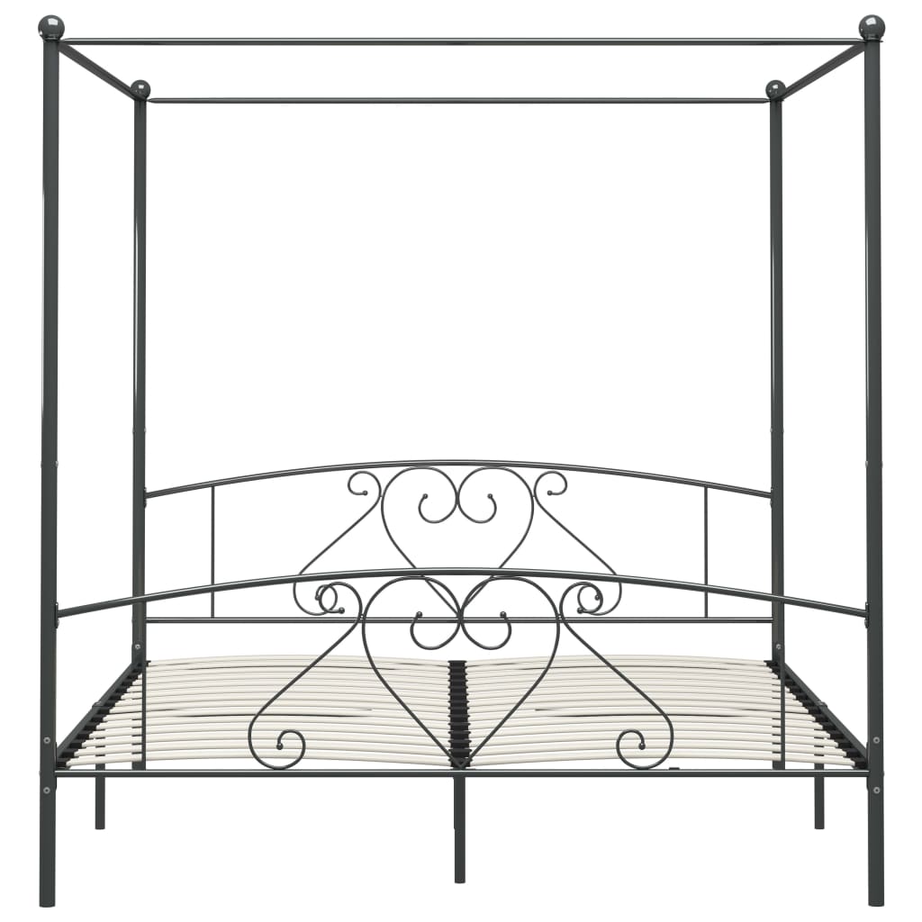 Canopy Bed Frame Grey Metal 200x200 cm- Beds & Bed Frames - HomeShopIreland - Home Shop Ireland - Beds & Bed Frames - Canopy Bed Frame Grey Metal 200x200 cm