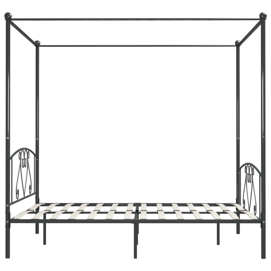 Canopy Bed Frame Grey Metal 200x200 cm- Beds & Bed Frames - HomeShopIreland - Home Shop Ireland - Beds & Bed Frames - Canopy Bed Frame Grey Metal 200x200 cm