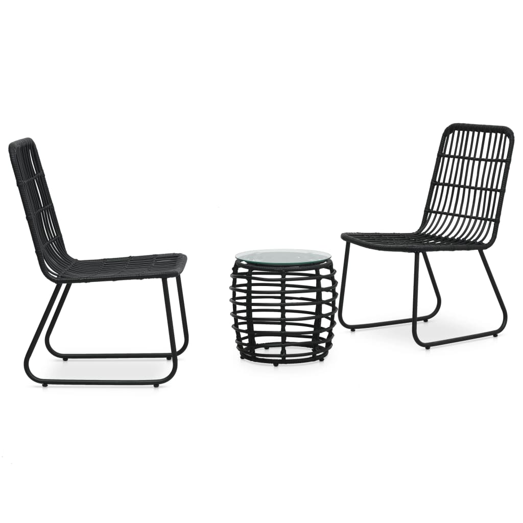 3 Piece Bistro Set Poly Rattan Black- Outdoor Furniture Sets - HomeShopIreland - Home Shop Ireland - Outdoor Furniture Sets - 3 Piece Bistro Set Poly Rattan Black