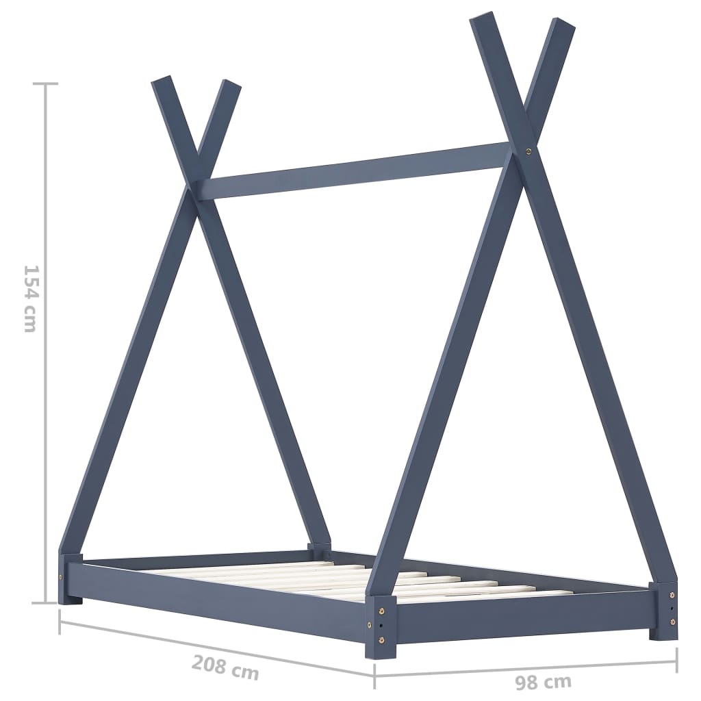 Kids Bed Frame Grey Solid Pine Wood 90x200 cm- Cots & Toddler Beds - HomeShopIreland - Home Shop Ireland - Cots & Toddler Beds - Kids Bed Frame Grey Solid Pine Wood 90x200 cm