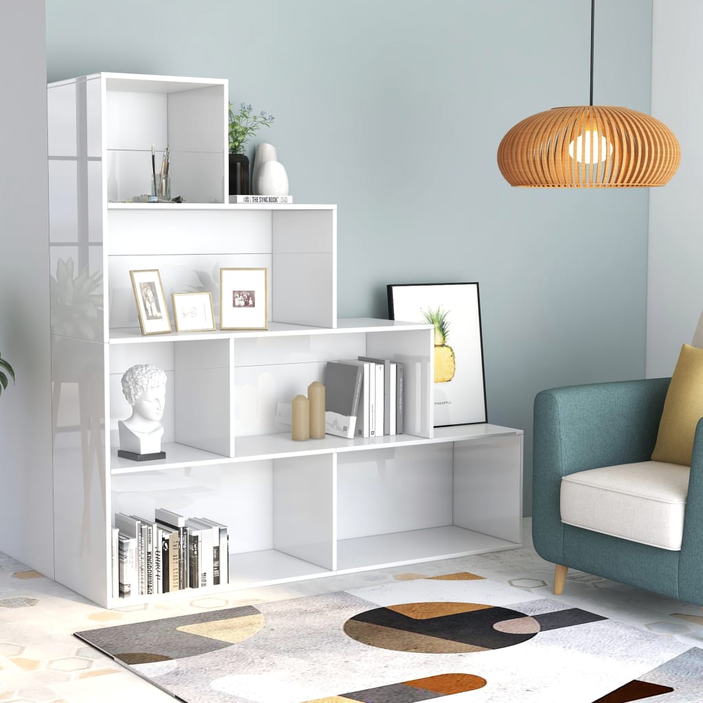 Book Cabinet/Room Divider High Gloss White 155x24x160 cm Chipboard- Bookcases & Standing Shelves - HomeShopIreland - Home Shop Ireland - Bookcases & Standing Shelves - Book Cabinet/Room Divider High Gloss White 155x24x160 cm Chipboard
