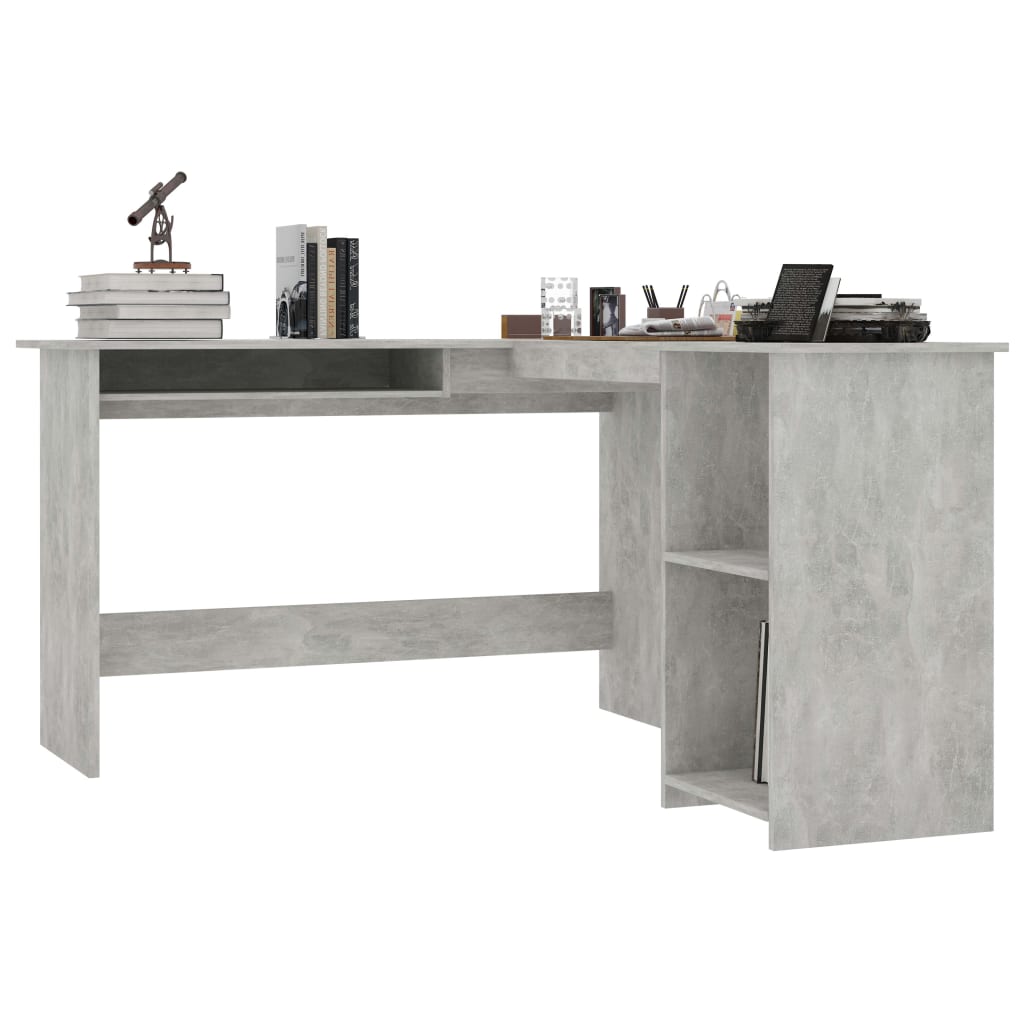 L-Shaped Corner Desk Concrete Grey 120x140x75 cm Chipboard- Desks - HomeShopIreland - Home Shop Ireland - Desks - L-Shaped Corner Desk Concrete Grey 120x140x75 cm Chipboard
