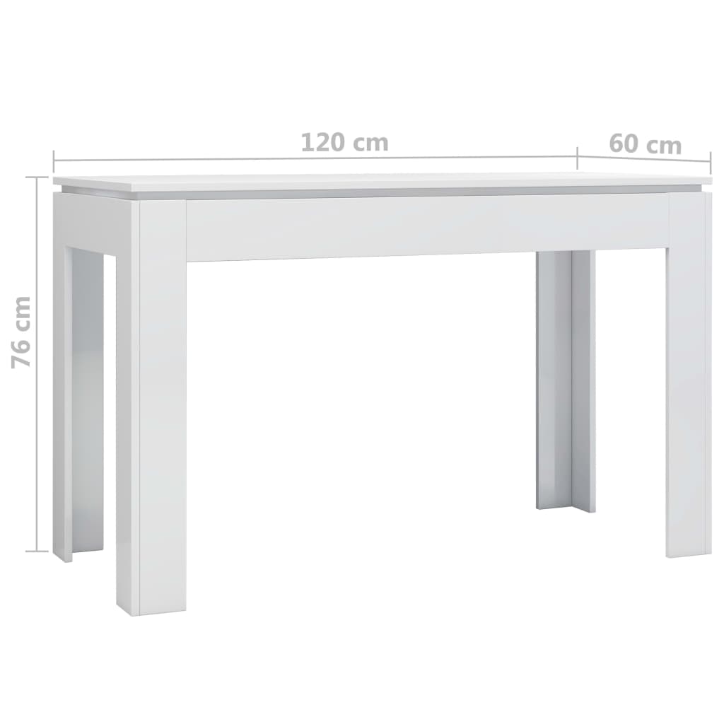 Dining Table High Gloss White 120x60x76 cm Chipboard- Kitchen & Dining Room Tables - HomeShopIreland - Home Shop Ireland - Kitchen & Dining Room Tables - Dining Table High Gloss White 120x60x76 cm Chipboard