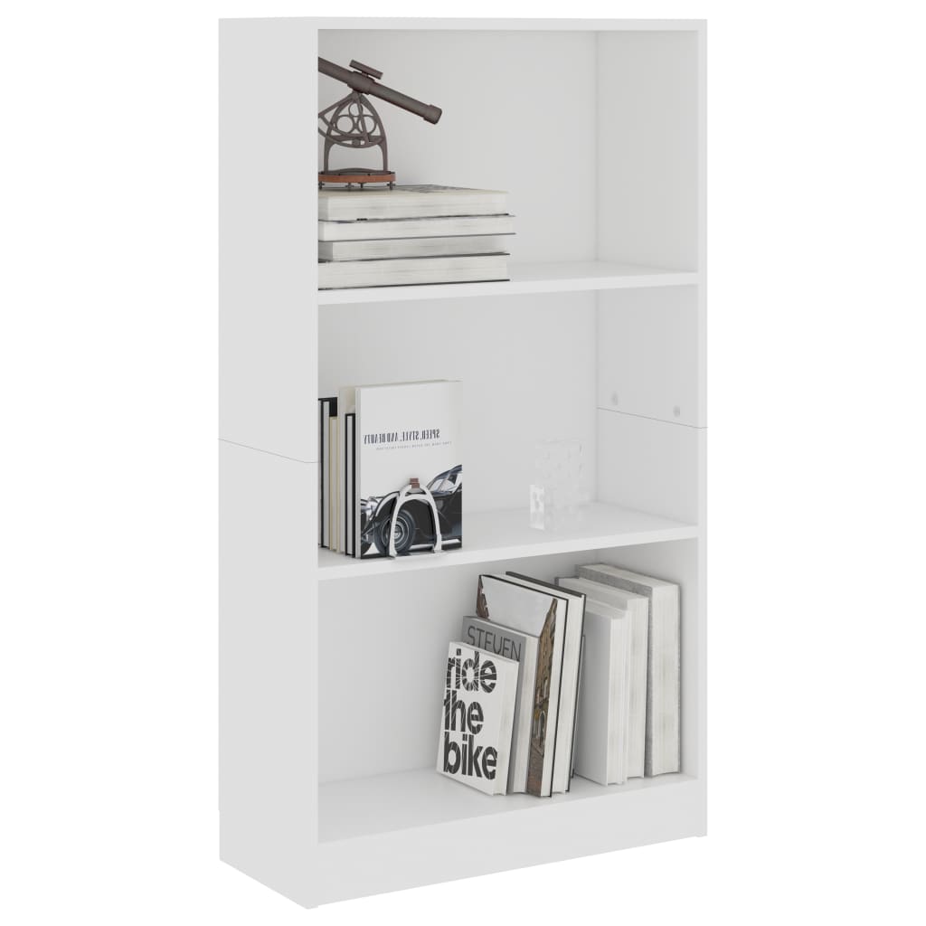 3-Tier Book Cabinet White 60x24x108 cm Chipboard- Bookcases & Standing Shelves - HomeShopIreland - Home Shop Ireland - Bookcases & Standing Shelves - 3-Tier Book Cabinet White 60x24x108 cm Chipboard