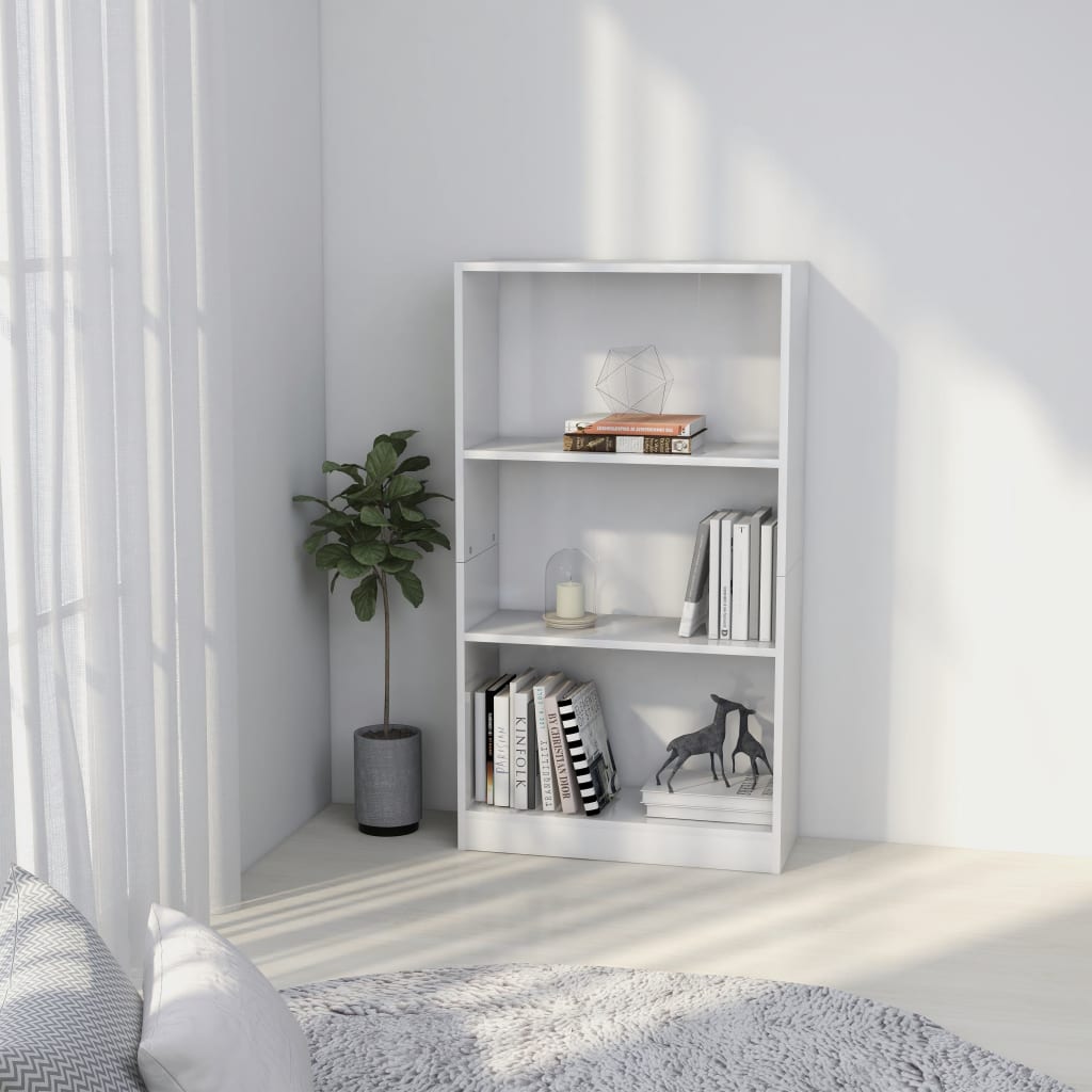 3-Tier Book Cabinet White 60x24x108 cm Chipboard- Bookcases & Standing Shelves - HomeShopIreland - Home Shop Ireland - Bookcases & Standing Shelves - 3-Tier Book Cabinet White 60x24x108 cm Chipboard