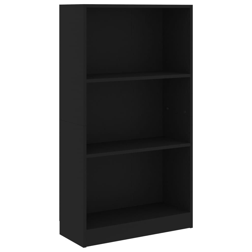 3-Tier Book Cabinet Black 60x24x108 cm Chipboard- Bookcases & Standing Shelves - HomeShopIreland - Home Shop Ireland - Bookcases & Standing Shelves - 3-Tier Book Cabinet Black 60x24x108 cm Chipboard