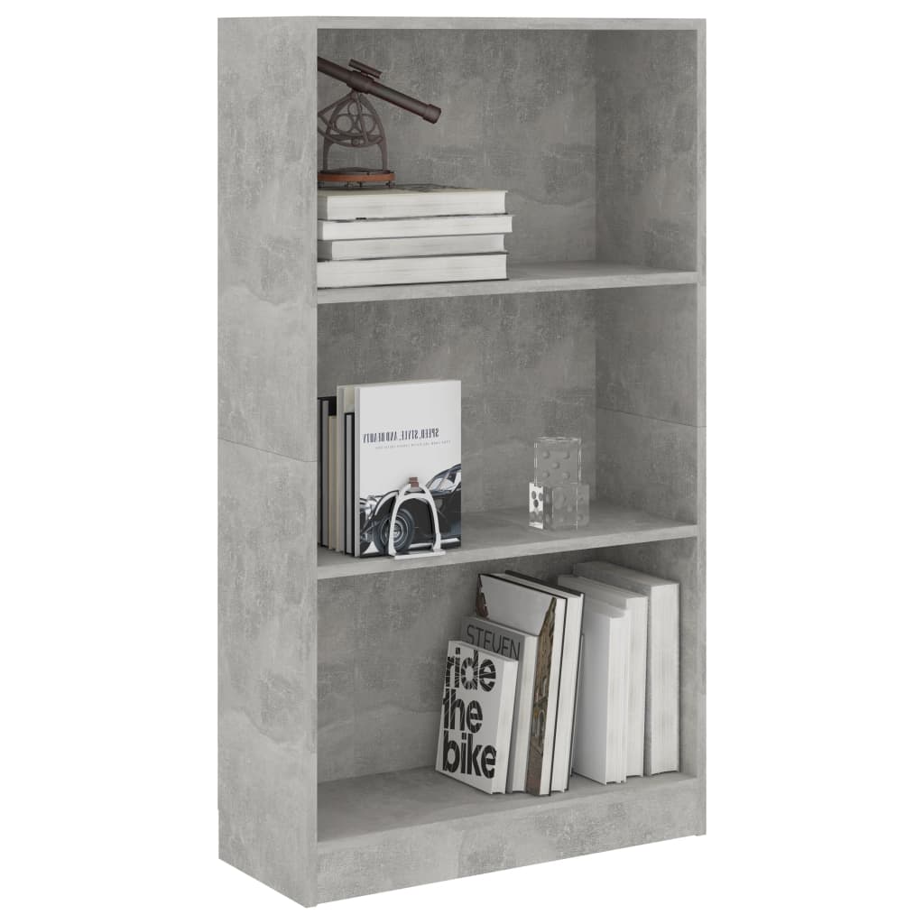3-Tier Book Cabinet Concrete Grey 60x24x108 cm Chipboard- Bookcases & Standing Shelves - HomeShopIreland - Home Shop Ireland - Bookcases & Standing Shelves - 3-Tier Book Cabinet Concrete Grey 60x24x108 cm Chipboard