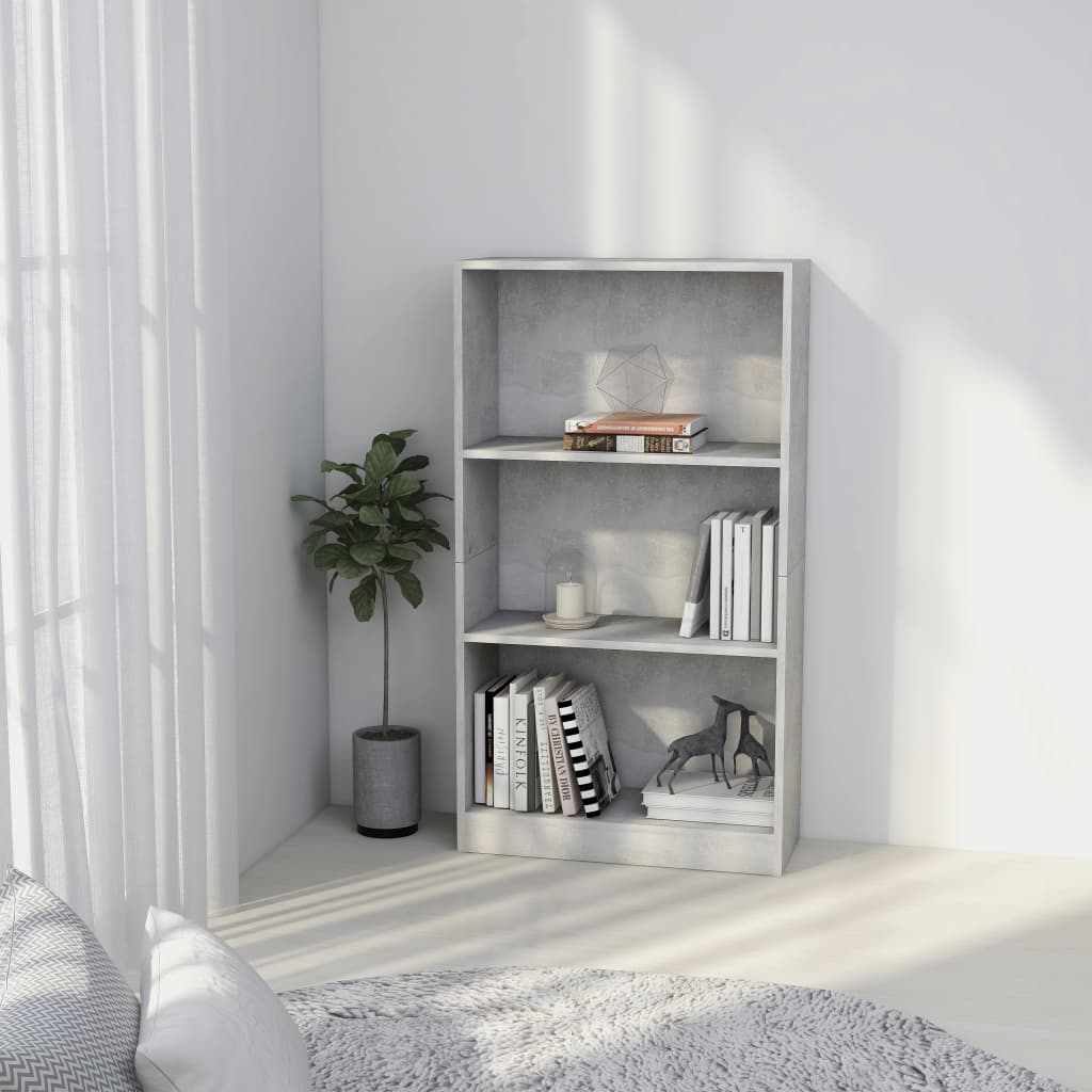 3-Tier Book Cabinet Concrete Grey 60x24x108 cm Chipboard- Bookcases & Standing Shelves - HomeShopIreland - Home Shop Ireland - Bookcases & Standing Shelves - 3-Tier Book Cabinet Concrete Grey 60x24x108 cm Chipboard