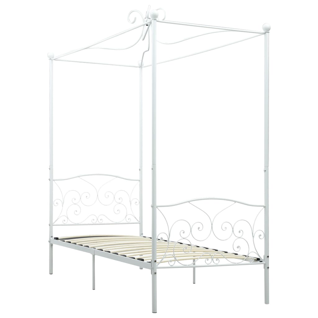 Canopy Bed Frame White Metal 90x200 cm- Beds & Bed Frames - HomeShopIreland - Home Shop Ireland - Beds & Bed Frames - Canopy Bed Frame White Metal 90x200 cm