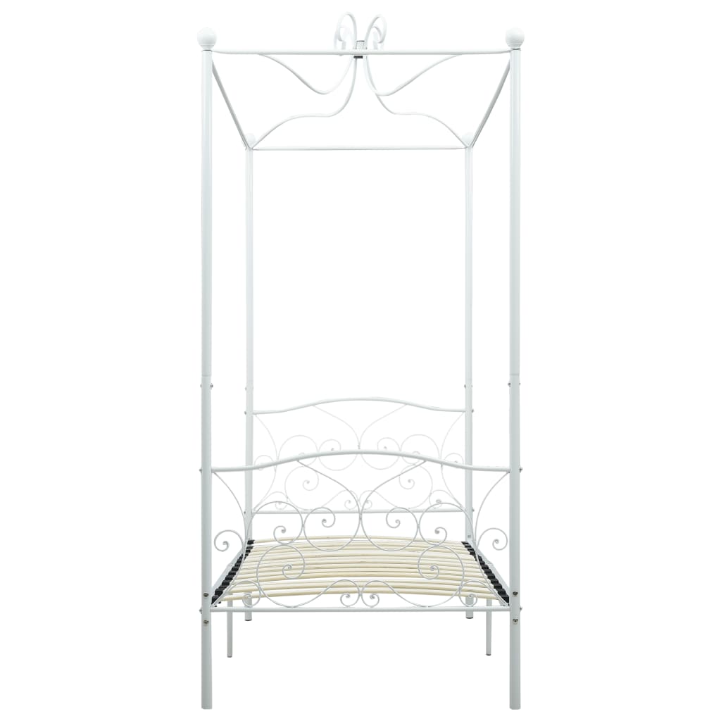 Canopy Bed Frame White Metal 90x200 cm- Beds & Bed Frames - HomeShopIreland - Home Shop Ireland - Beds & Bed Frames - Canopy Bed Frame White Metal 90x200 cm