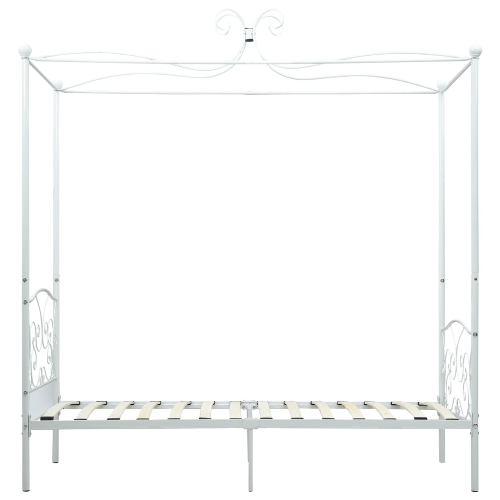Canopy Bed Frame White Metal 90x200 cm- Beds & Bed Frames - HomeShopIreland - Home Shop Ireland - Beds & Bed Frames - Canopy Bed Frame White Metal 90x200 cm