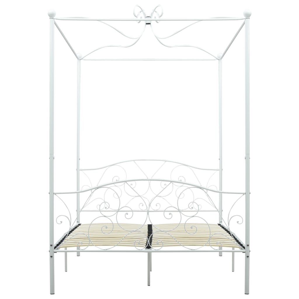 Canopy Bed Frame White Metal 120x200 cm- Beds & Bed Frames - HomeShopIreland - Home Shop Ireland - Beds & Bed Frames - Canopy Bed Frame White Metal 120x200 cm