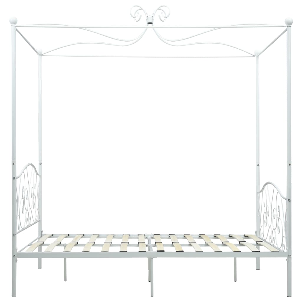Canopy Bed Frame White Metal 120x200 cm- Beds & Bed Frames - HomeShopIreland - Home Shop Ireland - Beds & Bed Frames - Canopy Bed Frame White Metal 120x200 cm