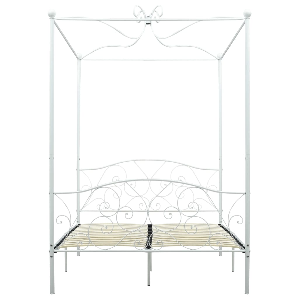 Canopy Bed Frame White Metal 140x200 cm- Beds & Bed Frames - HomeShopIreland - Home Shop Ireland - Beds & Bed Frames - Canopy Bed Frame White Metal 140x200 cm