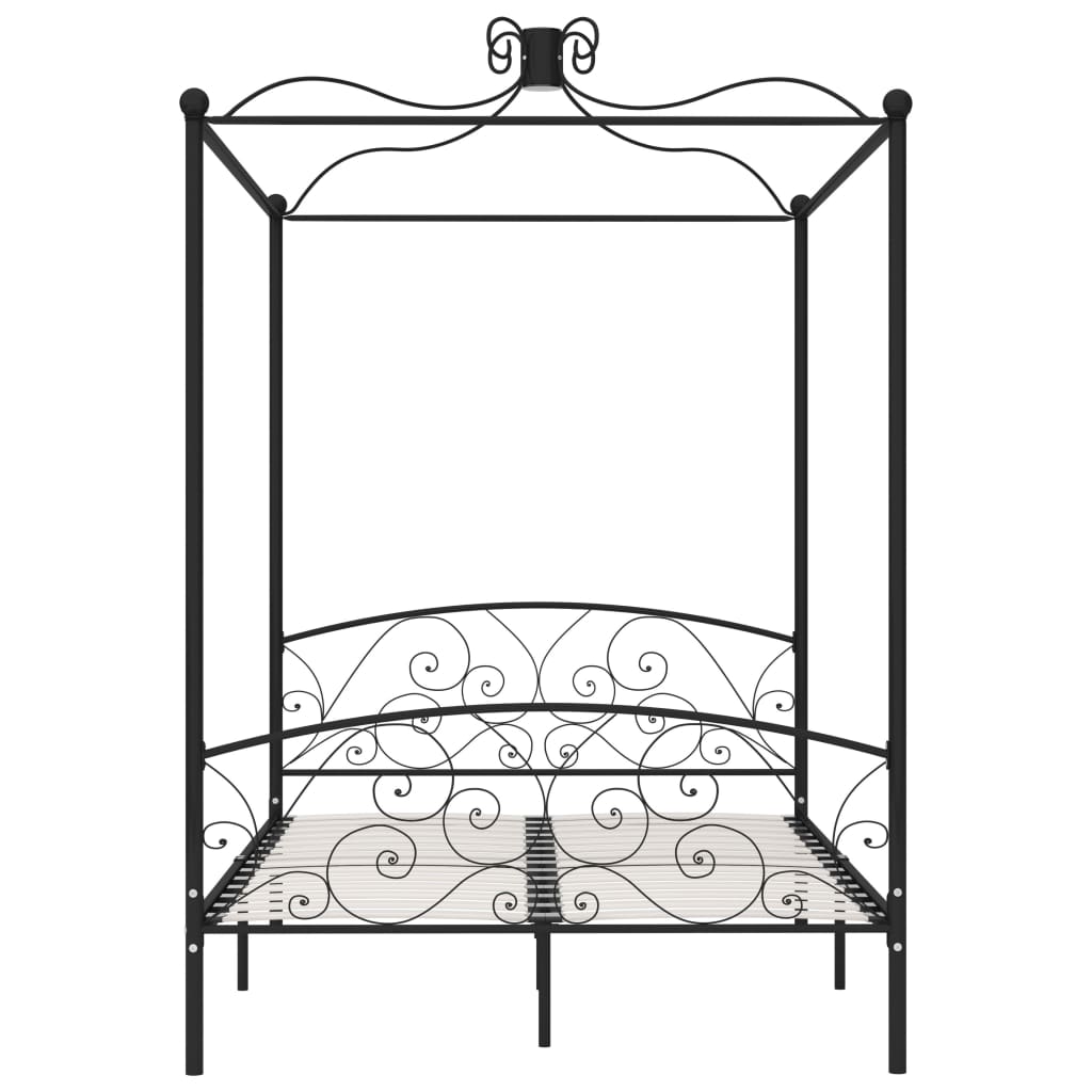Canopy Bed Frame Black Metal 140x200 cm- Beds & Bed Frames - HomeShopIreland - Home Shop Ireland - Beds & Bed Frames - Canopy Bed Frame Black Metal 140x200 cm