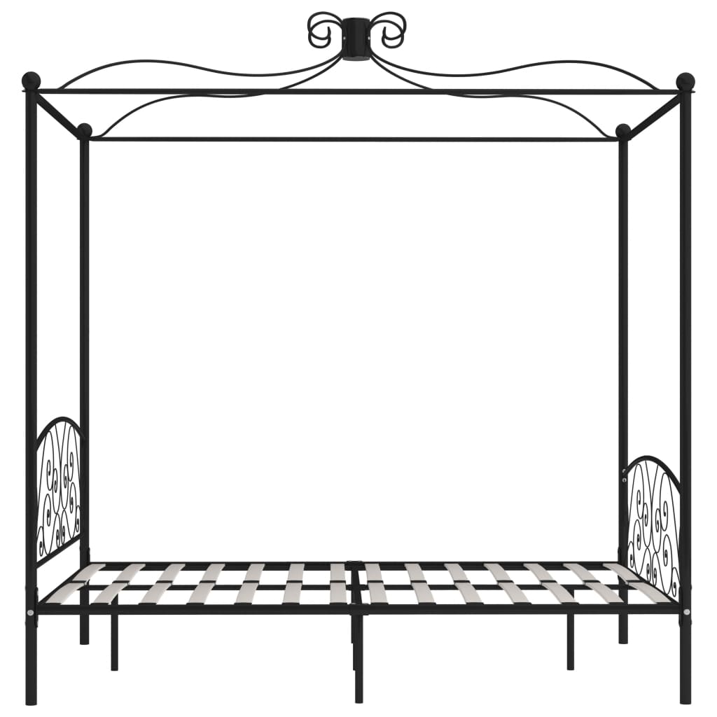 Canopy Bed Frame Black Metal 140x200 cm- Beds & Bed Frames - HomeShopIreland - Home Shop Ireland - Beds & Bed Frames - Canopy Bed Frame Black Metal 140x200 cm