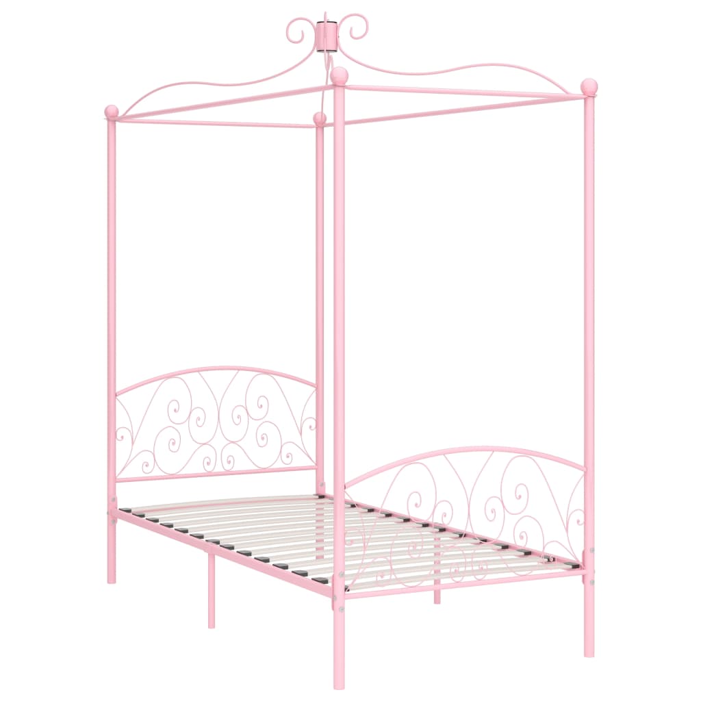 Canopy Bed Frame Pink Metal 100x200 cm- Beds & Bed Frames - HomeShopIreland - Home Shop Ireland - Beds & Bed Frames - Canopy Bed Frame Pink Metal 100x200 cm