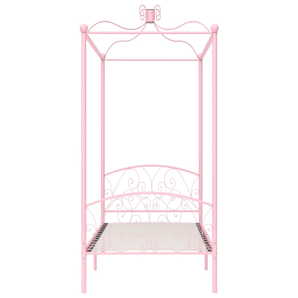 Canopy Bed Frame Pink Metal 100x200 cm- Beds & Bed Frames - HomeShopIreland - Home Shop Ireland - Beds & Bed Frames - Canopy Bed Frame Pink Metal 100x200 cm