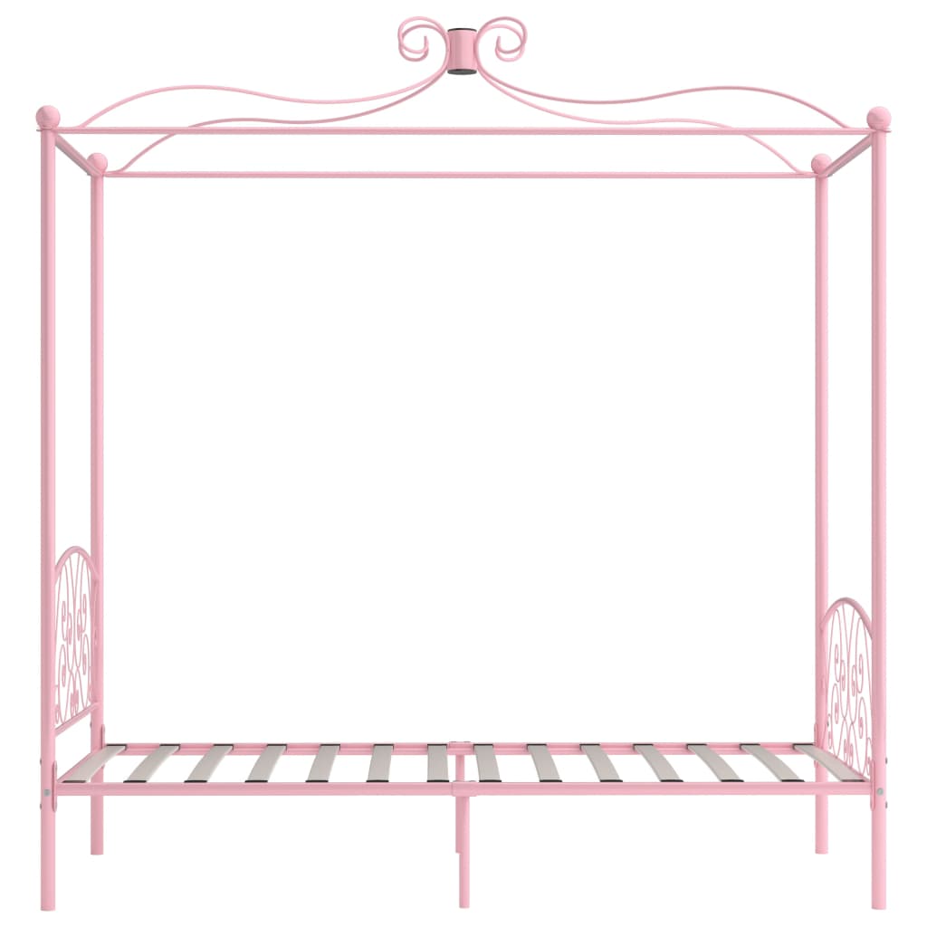 Canopy Bed Frame Pink Metal 100x200 cm- Beds & Bed Frames - HomeShopIreland - Home Shop Ireland - Beds & Bed Frames - Canopy Bed Frame Pink Metal 100x200 cm