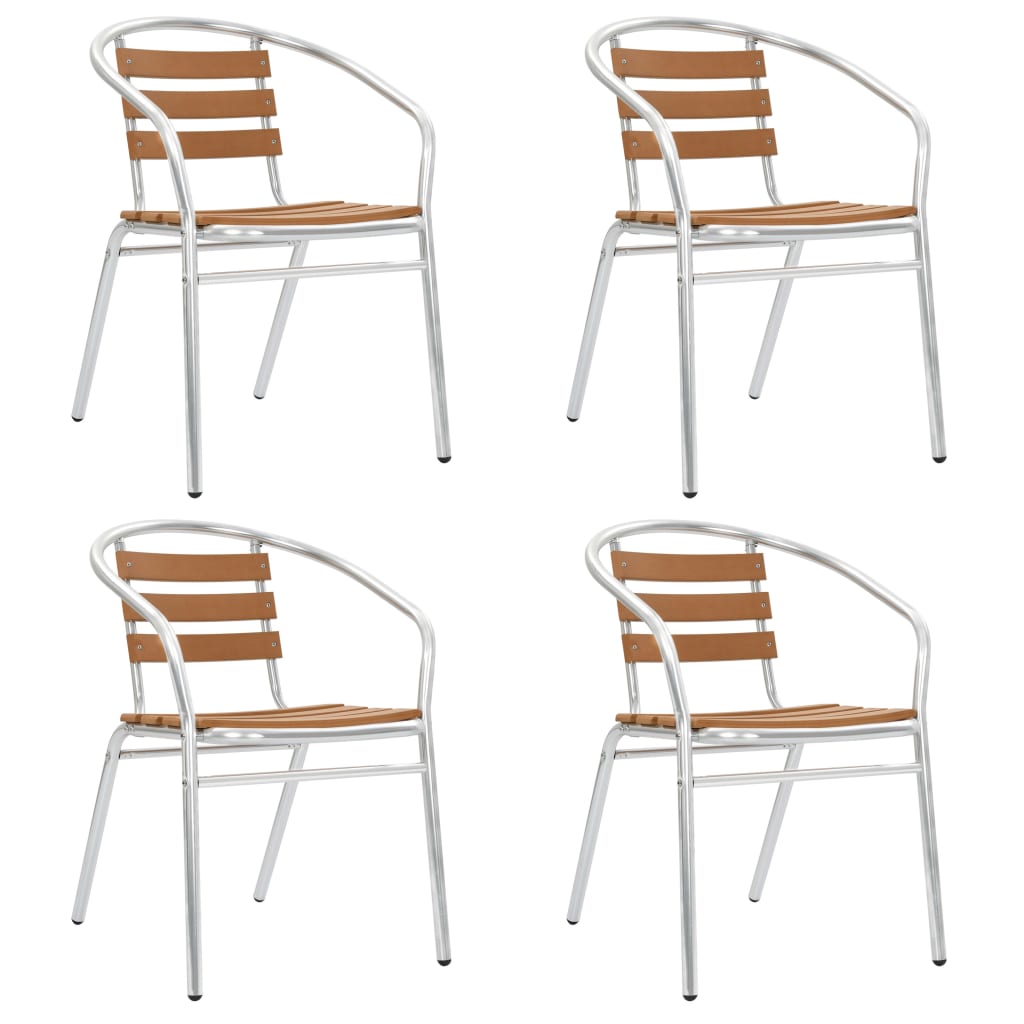 Stackable Garden Chairs 4 pcs Aluminium and WPC Silver- Outdoor Chairs - HomeShopIreland - Home Shop Ireland - Outdoor Chairs - Stackable Garden Chairs 4 pcs Aluminium and WPC Silver