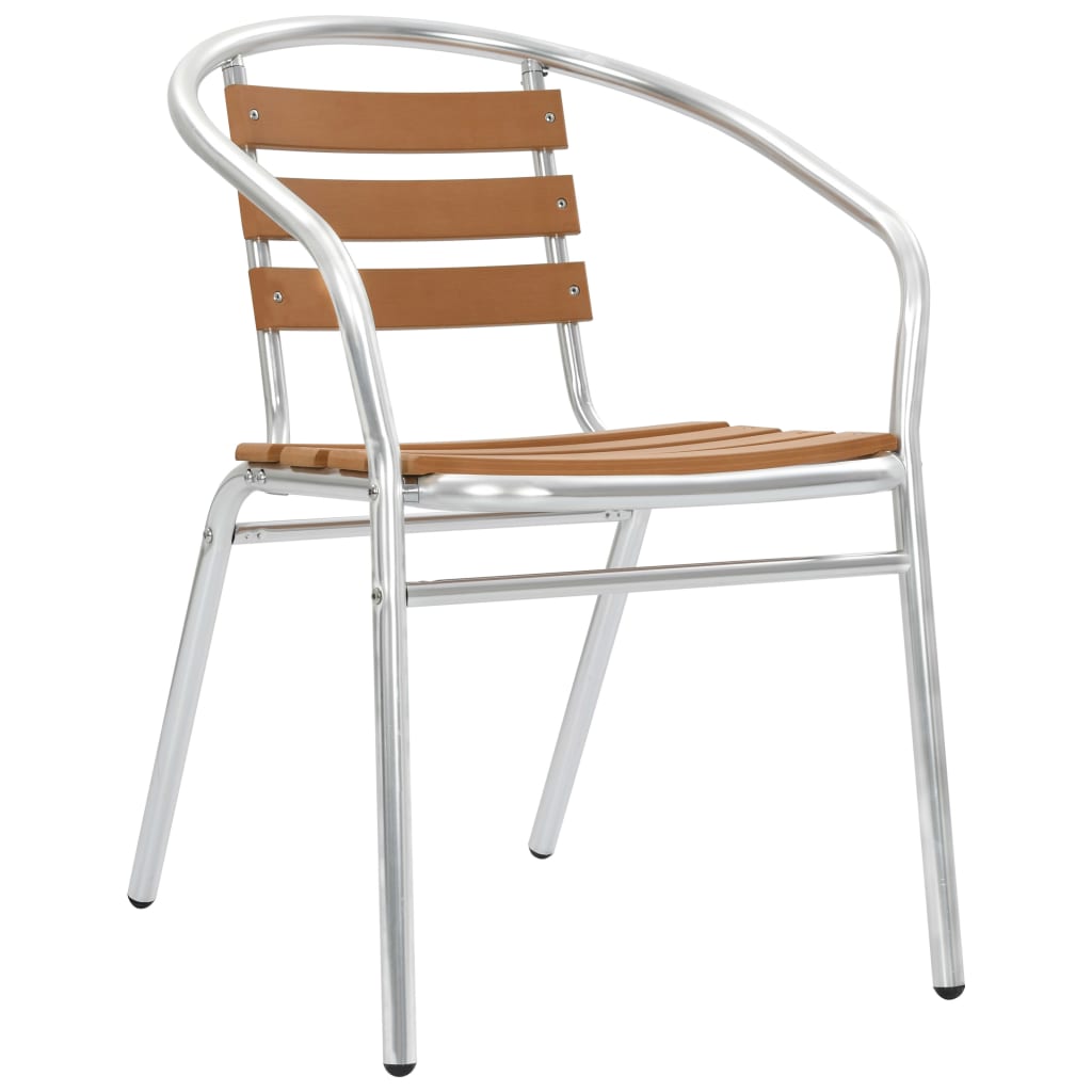 Stackable Garden Chairs 4 pcs Aluminium and WPC Silver- Outdoor Chairs - HomeShopIreland - Home Shop Ireland - Outdoor Chairs - Stackable Garden Chairs 4 pcs Aluminium and WPC Silver