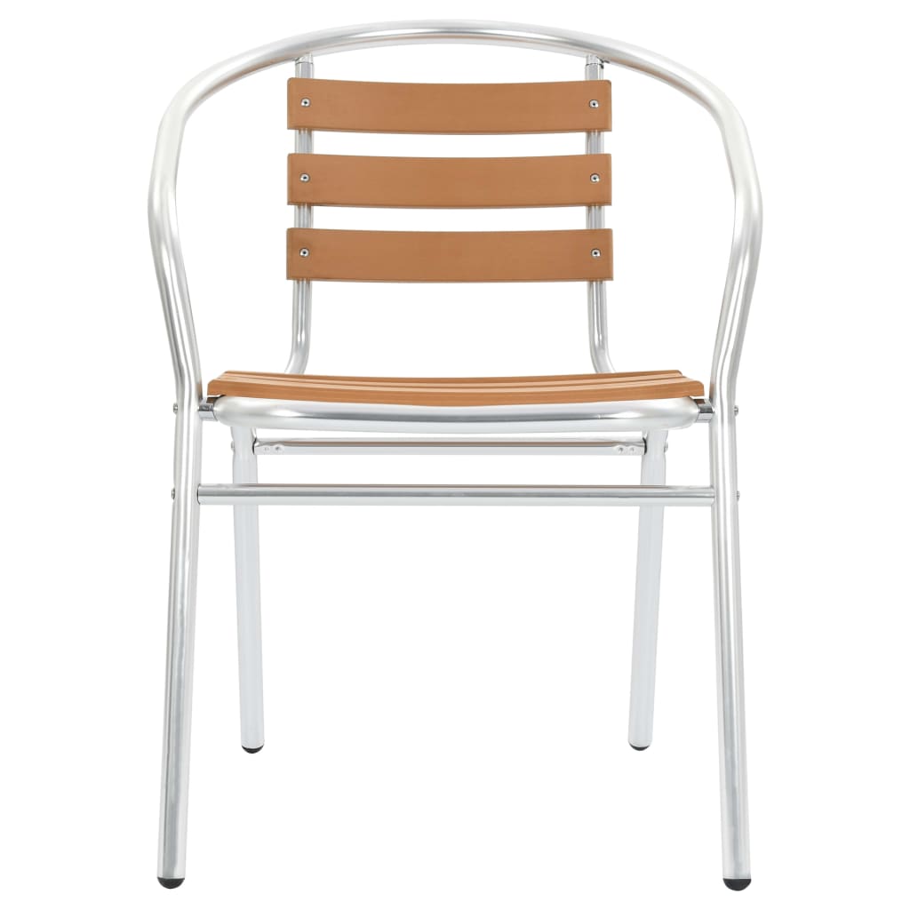 Stackable Garden Chairs 4 pcs Aluminium and WPC Silver- Outdoor Chairs - HomeShopIreland - Home Shop Ireland - Outdoor Chairs - Stackable Garden Chairs 4 pcs Aluminium and WPC Silver