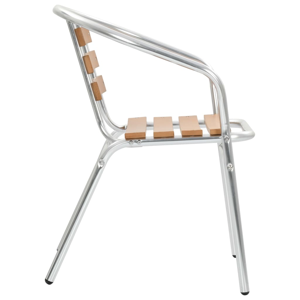 Stackable Garden Chairs 4 pcs Aluminium and WPC Silver- Outdoor Chairs - HomeShopIreland - Home Shop Ireland - Outdoor Chairs - Stackable Garden Chairs 4 pcs Aluminium and WPC Silver