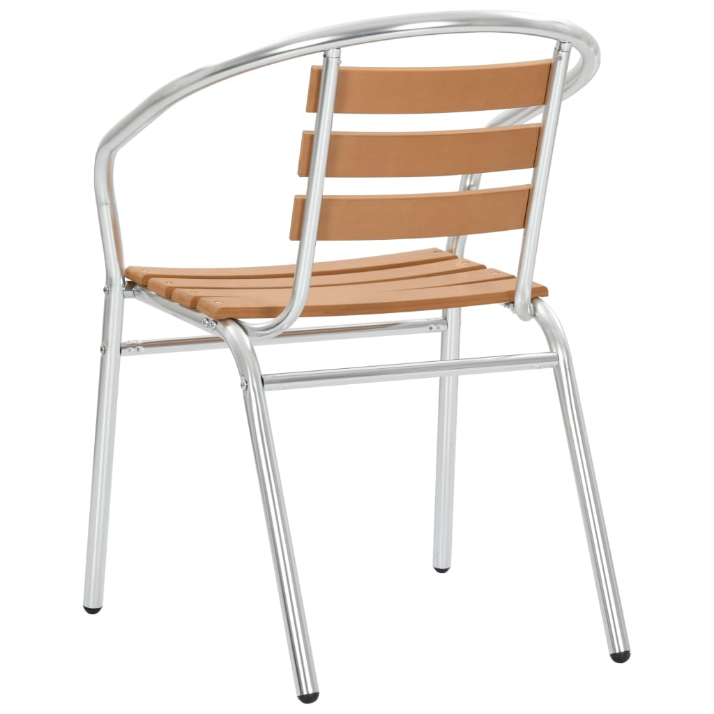 Stackable Garden Chairs 4 pcs Aluminium and WPC Silver- Outdoor Chairs - HomeShopIreland - Home Shop Ireland - Outdoor Chairs - Stackable Garden Chairs 4 pcs Aluminium and WPC Silver