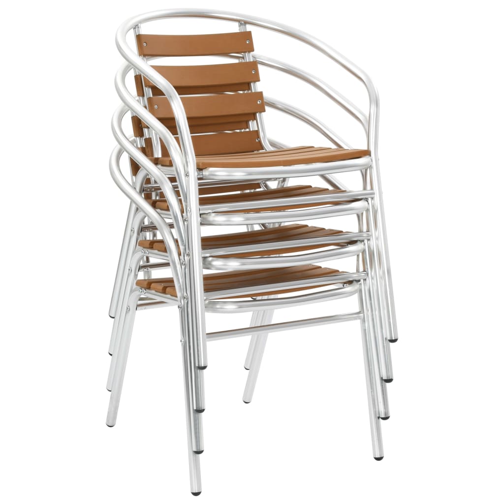 Stackable Garden Chairs 4 pcs Aluminium and WPC Silver- Outdoor Chairs - HomeShopIreland - Home Shop Ireland - Outdoor Chairs - Stackable Garden Chairs 4 pcs Aluminium and WPC Silver