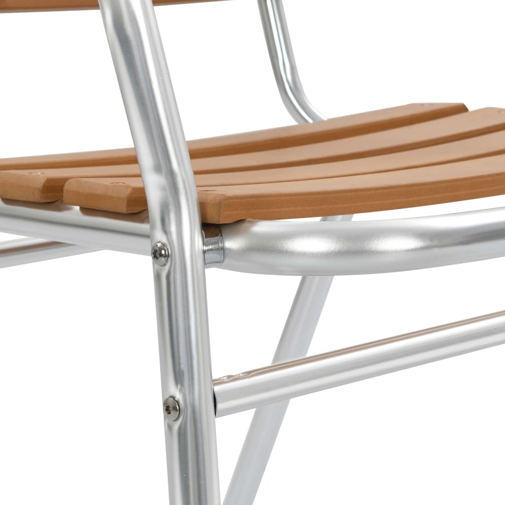 Stackable Garden Chairs 4 pcs Aluminium and WPC Silver- Outdoor Chairs - HomeShopIreland - Home Shop Ireland - Outdoor Chairs - Stackable Garden Chairs 4 pcs Aluminium and WPC Silver