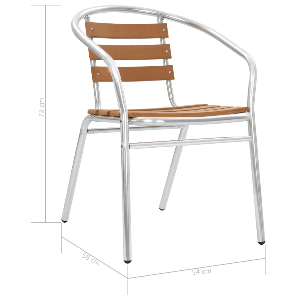 Stackable Garden Chairs 4 pcs Aluminium and WPC Silver- Outdoor Chairs - HomeShopIreland - Home Shop Ireland - Outdoor Chairs - Stackable Garden Chairs 4 pcs Aluminium and WPC Silver