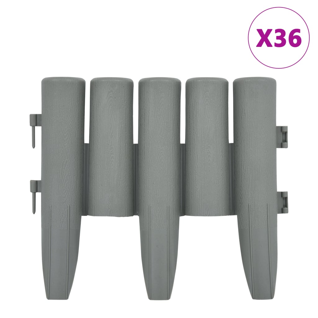 Lawn Edgings 36 pcs Grey 10 m PP- Garden Borders & Edging - HomeShopIreland - Home Shop Ireland - Garden Borders & Edging - Lawn Edgings 36 pcs Grey 10 m PP