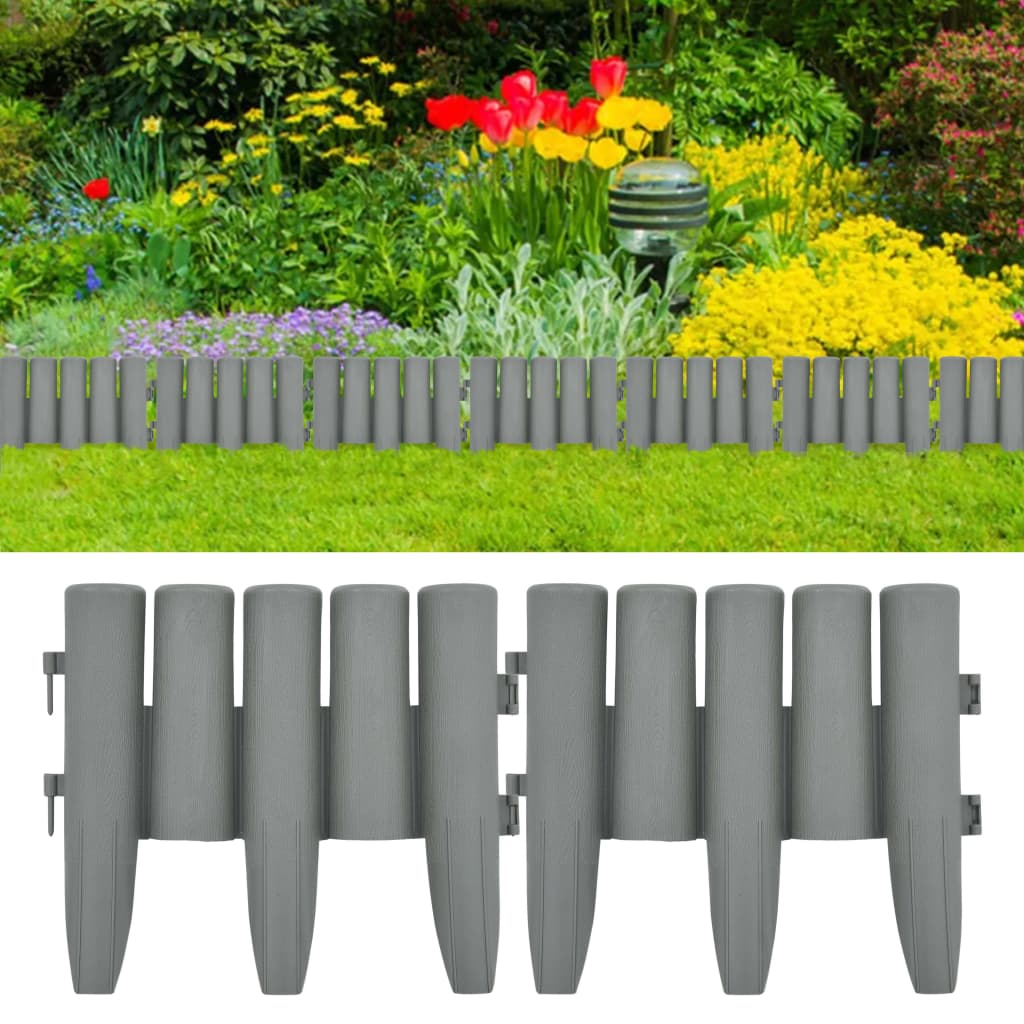 Lawn Edgings 36 pcs Grey 10 m PP- Garden Borders & Edging - HomeShopIreland - Home Shop Ireland - Garden Borders & Edging - Lawn Edgings 36 pcs Grey 10 m PP