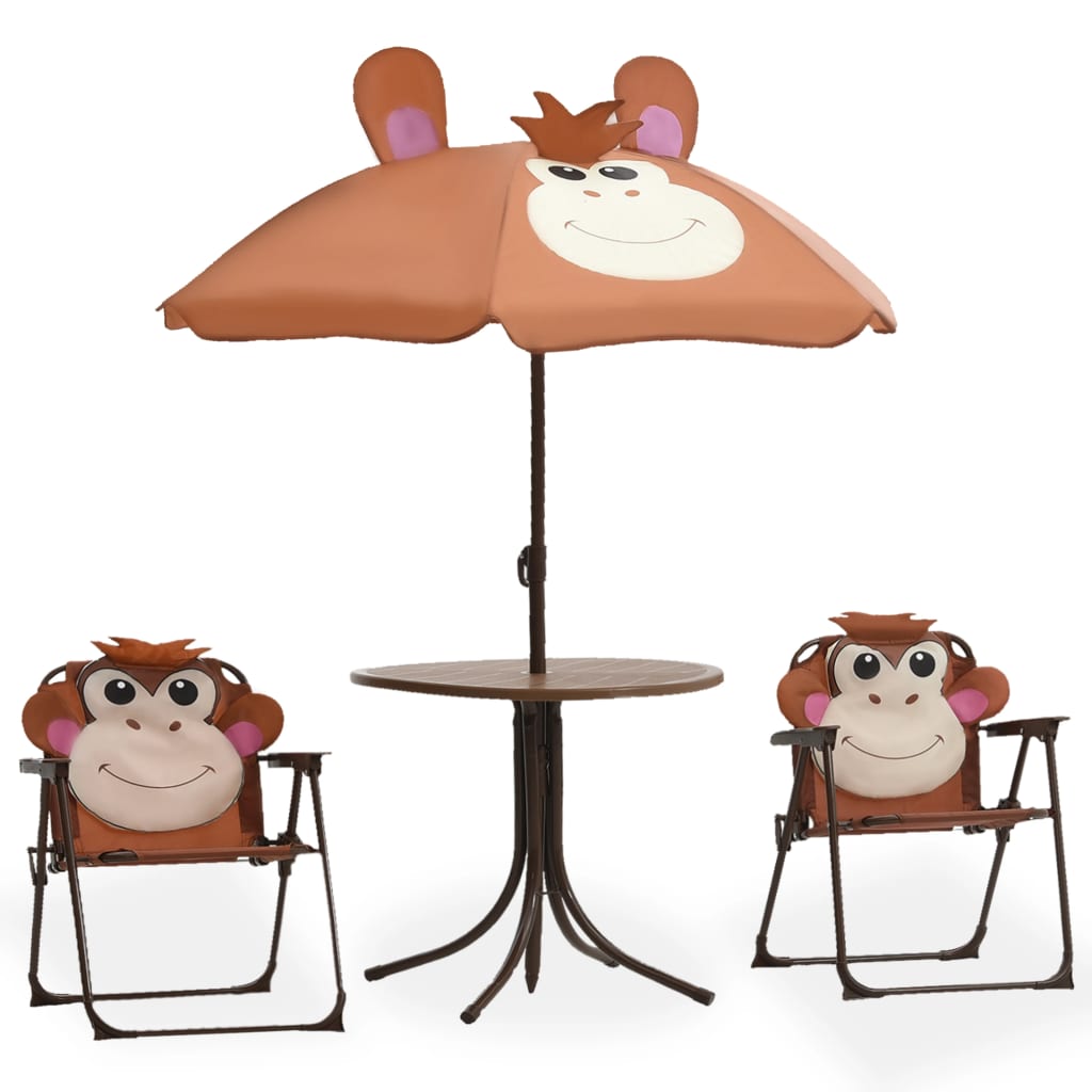 3 Piece Kids' Garden Bistro Set with Parasol Brown- Outdoor Furniture Sets - HomeShopIreland - Home Shop Ireland - Outdoor Furniture Sets - 3 Piece Kids' Garden Bistro Set with Parasol Brown