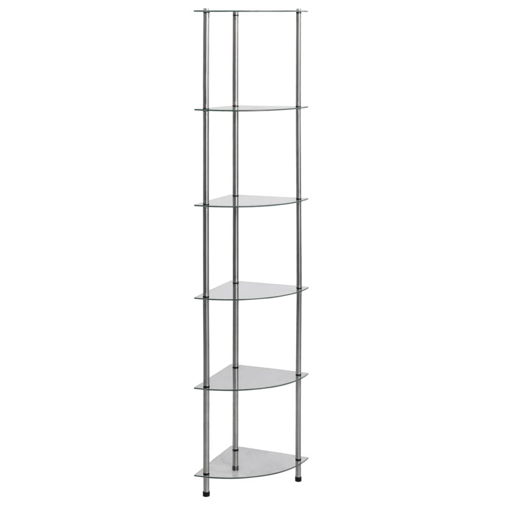 6-Tier Shelf Transparent 30x30x160 cm Tempered Glass- Bookcases & Standing Shelves - HomeShopIreland - Home Shop Ireland - Bookcases & Standing Shelves - 6-Tier Shelf Transparent 30x30x160 cm Tempered Glass