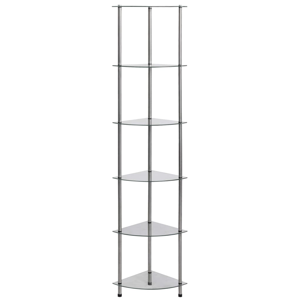 6-Tier Shelf Transparent 30x30x160 cm Tempered Glass- Bookcases & Standing Shelves - HomeShopIreland - Home Shop Ireland - Bookcases & Standing Shelves - 6-Tier Shelf Transparent 30x30x160 cm Tempered Glass