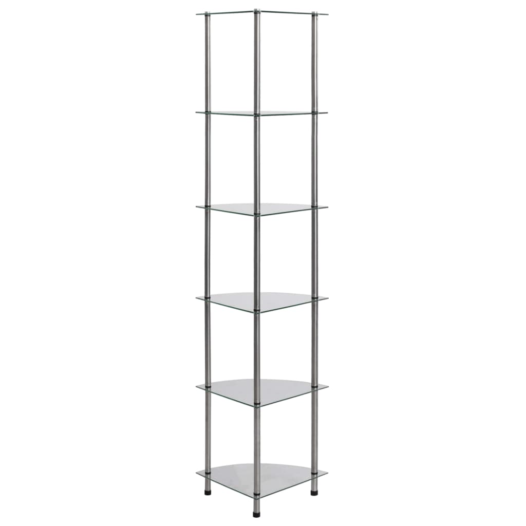 6-Tier Shelf Transparent 30x30x160 cm Tempered Glass- Bookcases & Standing Shelves - HomeShopIreland - Home Shop Ireland - Bookcases & Standing Shelves - 6-Tier Shelf Transparent 30x30x160 cm Tempered Glass