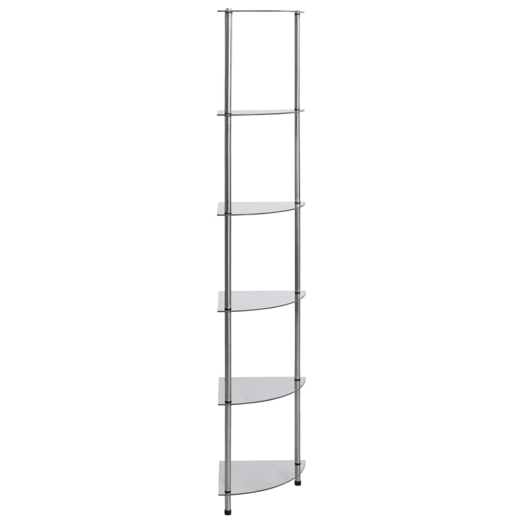 6-Tier Shelf Transparent 30x30x160 cm Tempered Glass- Bookcases & Standing Shelves - HomeShopIreland - Home Shop Ireland - Bookcases & Standing Shelves - 6-Tier Shelf Transparent 30x30x160 cm Tempered Glass