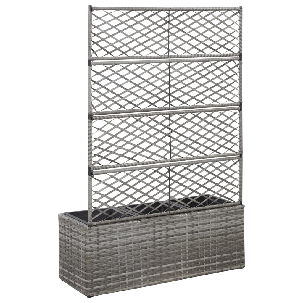 Trellis Raised Bed with 3 Pots 83x30x130 cm Poly Rattan Grey- Pots & Planters - HomeShopIreland - Home Shop Ireland - Pots & Planters - Trellis Raised Bed with 3 Pots 83x30x130 cm Poly Rattan Grey