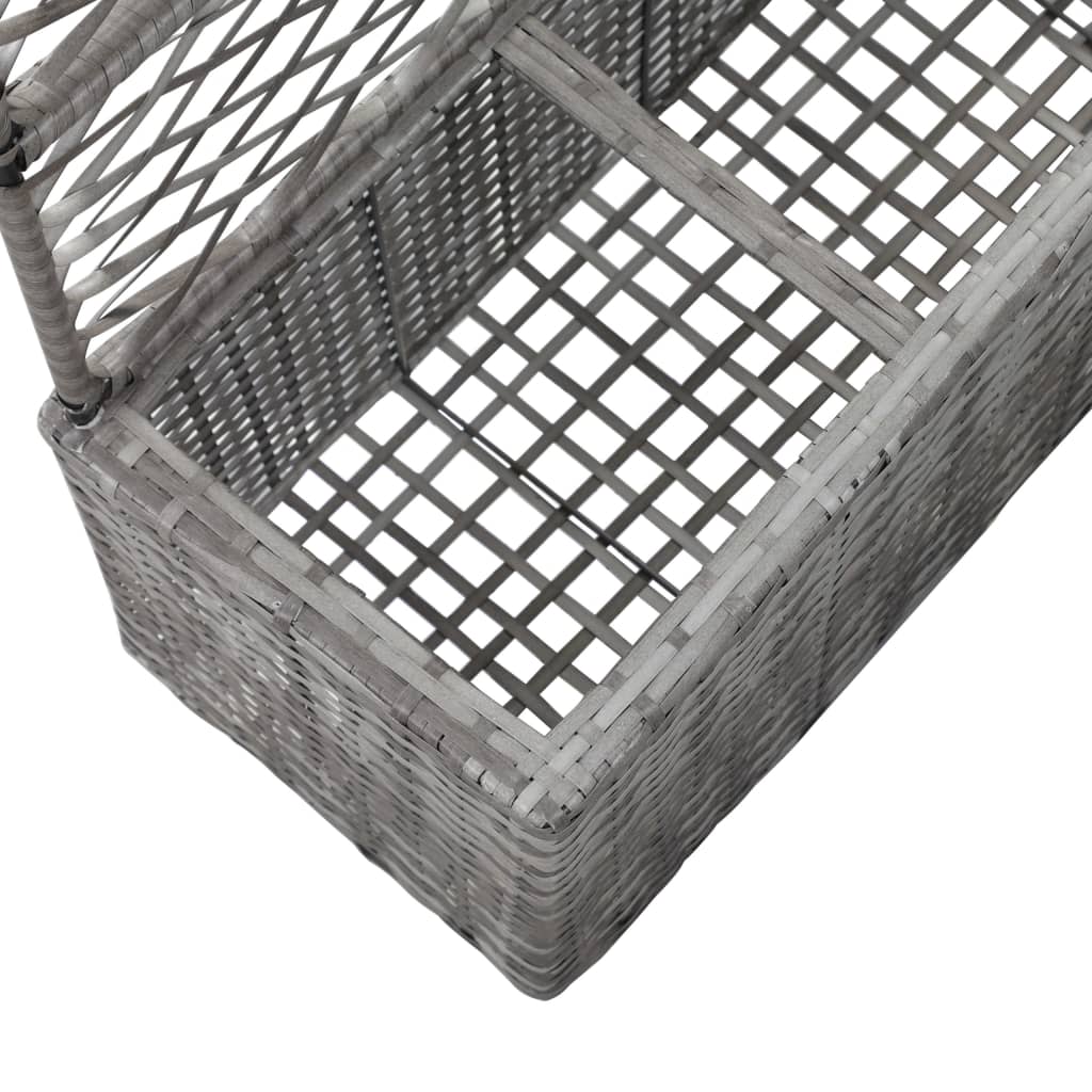 Trellis Raised Bed with 3 Pots 83x30x130 cm Poly Rattan Grey- Pots & Planters - HomeShopIreland - Home Shop Ireland - Pots & Planters - Trellis Raised Bed with 3 Pots 83x30x130 cm Poly Rattan Grey