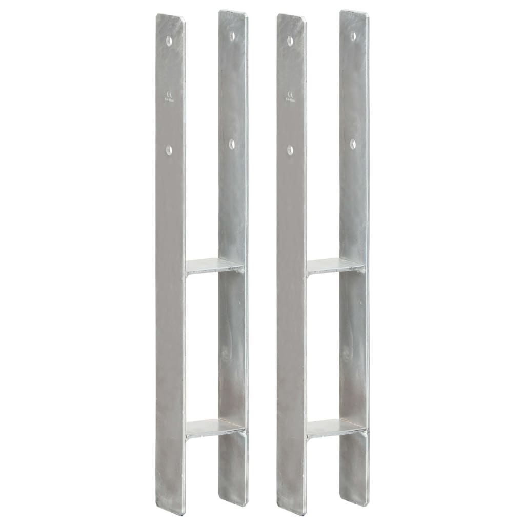 Fence Anchors 2 pcs Silver 8x6x60 cm Galvanised Steel- Ground Spikes - HomeShopIreland - Home Shop Ireland - Ground Spikes - Fence Anchors 2 pcs Silver 8x6x60 cm Galvanised Steel