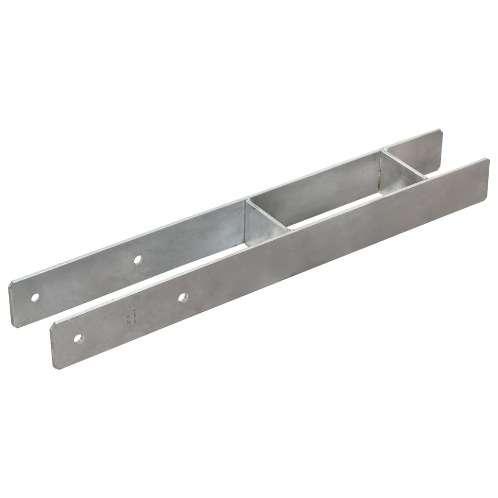 Fence Anchors 2 pcs Silver 8x6x60 cm Galvanised Steel- Ground Spikes - HomeShopIreland - Home Shop Ireland - Ground Spikes - Fence Anchors 2 pcs Silver 8x6x60 cm Galvanised Steel